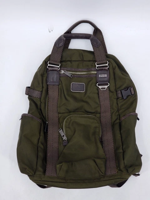 TUMI Backpack ALPHA BRAVO 23800IH Green with Brown Leather