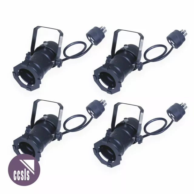 Set of 4 x BravoPro Par-16 Birdie+ LED Par Can with Piggy Back Plug - Black