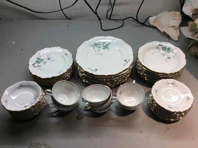 Lot of 46 Royal Heidelberg Winterling Bavaria Green Ming Cups Plate Bowl Fine