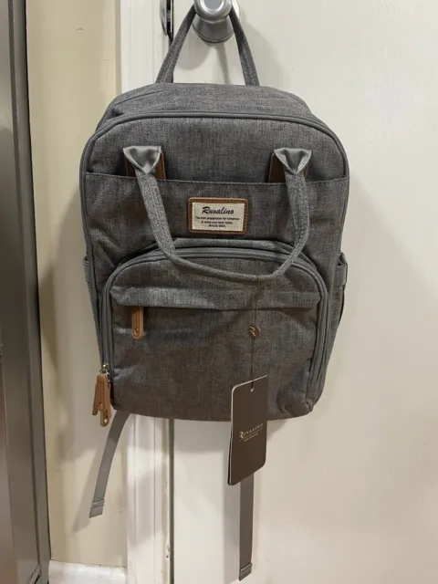 NWT! Ruvalino Gray Multifunction Travel Maternity Back Pack Diaper Bag