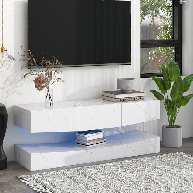 Gloss white floating tv unit deals