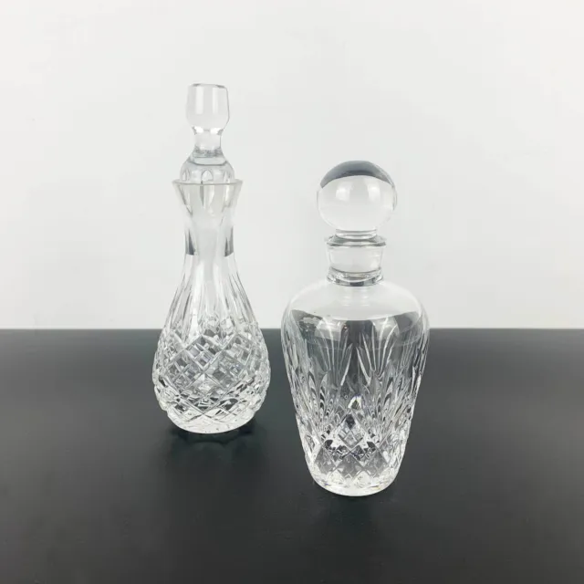 Set of 2 cut crystal perfume bottles Diamond and fan cut crystal scent bottles