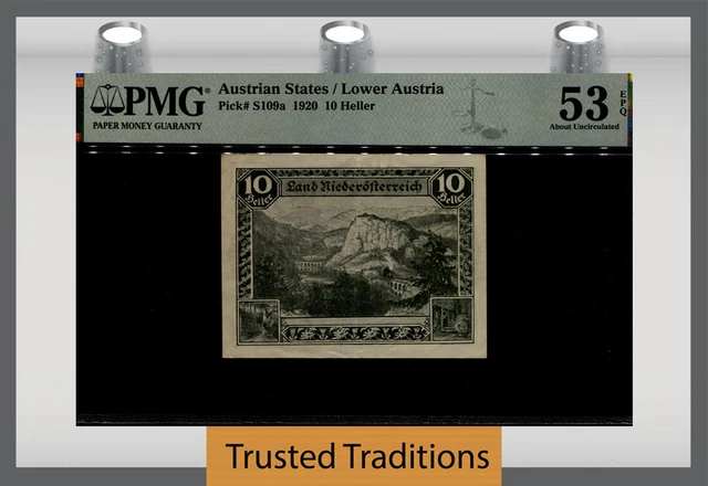 TT PK S109a 1920 AUSTRIAN STATES LOWER AUSTRIA 10 HELLER PMG 53 EPQ ABOUT UNC