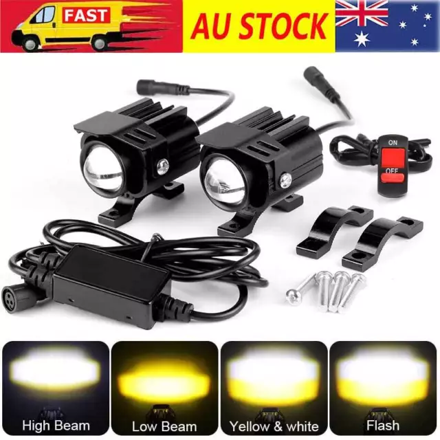 2x Motorcycle Car LED Spot Lights Auxiliary Headlight Hi/Lo Fog Driving Lights