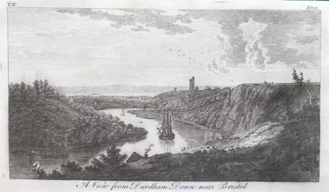 1776 Antique Print; View from Durdham Down, Bristol by Goadby
