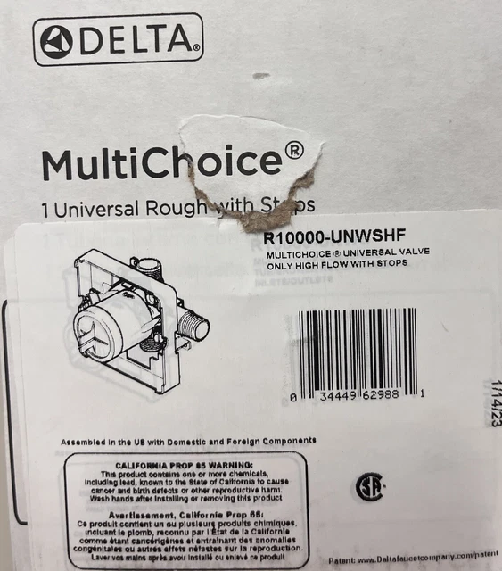 DELTA R1000UNWSHF MULTICHOICE Universal Valve HighFlow Shower Rough