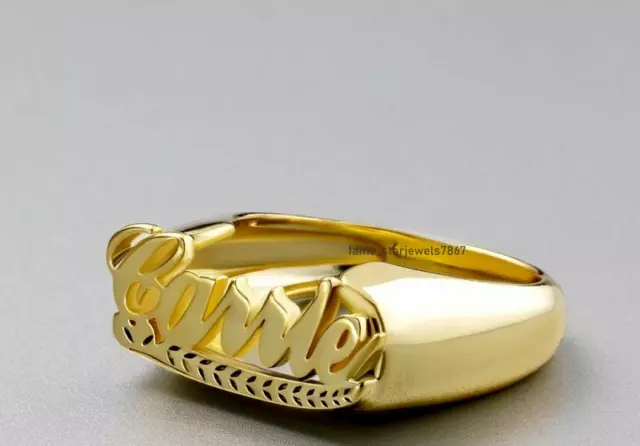 Wonderful Special Women's Customized ANY Name Ring 14K Yellow Gold Plated 3
