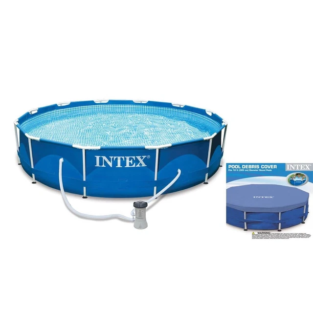 Metal Frame Above Ground 10' x 30" Outdoor Swimming Pool with Filter and Cover