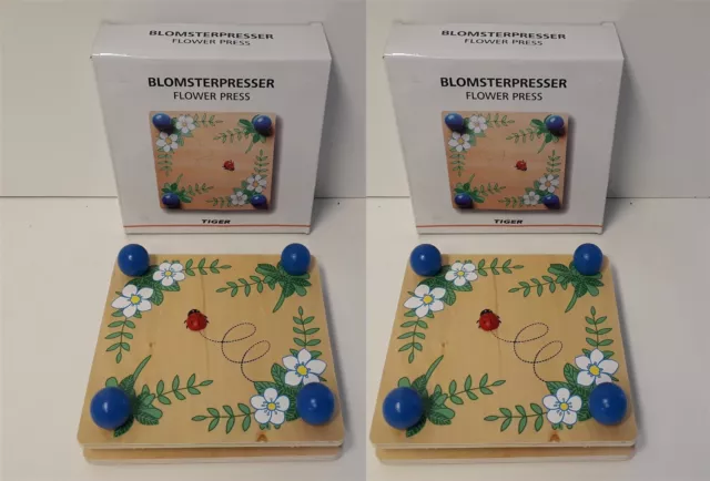 Pair of Tiger Blomsterpresser - Wooden Flower Press - Floral & Ladybird Design