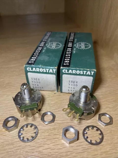 Clarostat Potentiometer 53C2 7500 RV4 LAYSA 752A Lot Of 2