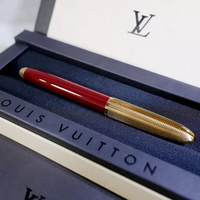 Genuine Louis Vuitton Cargo Fountain Pen Brown Alligator 18K Yellow Gold  Nib