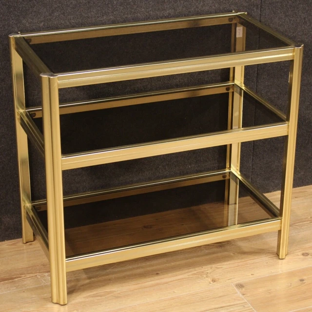 Tavolino mobile di design salotto in metallo dorato e vetro moderno vintage 900