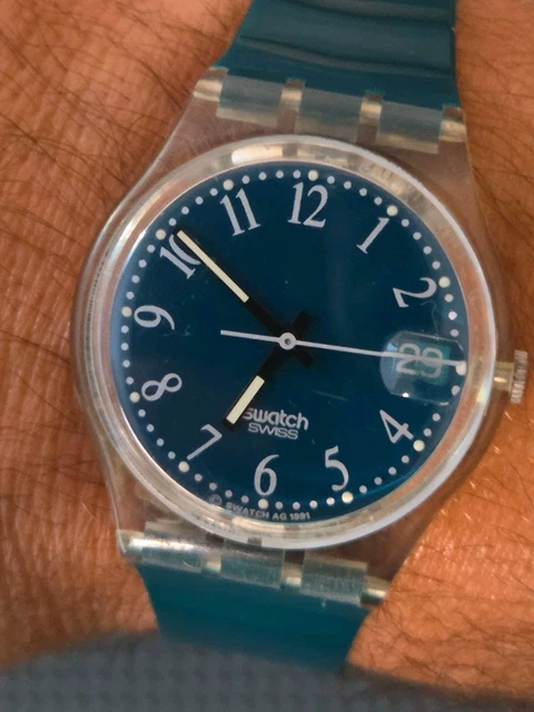 VINTAGE 1989 SWATCH Gent Sandy Mountain Neon GG105 watch  display picture 1