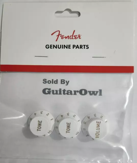 Fender Strat White & Gold Guitar control Knobs MADE IN THE USA 0992035000