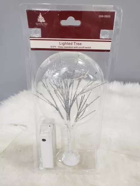 NEW GLITTERED Christmas Village town accessory tree 8.5" lights up lighted