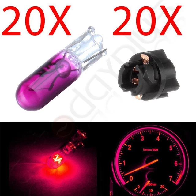 20X Twist Lock Purple/Pink Dashboard Cluster Indicator Halogen Bulbs T5 74 73 37
