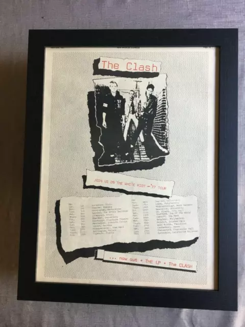 The Clash Debut Album / White Riot  UK tour 1977 Framed Advert / Ad  18" x 14"