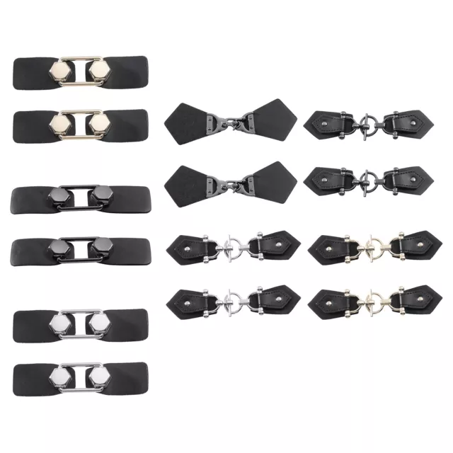 1Pairs PU Leather Metal Buckle Clasps Pin Clips Buckle Locking Fasteners Coat