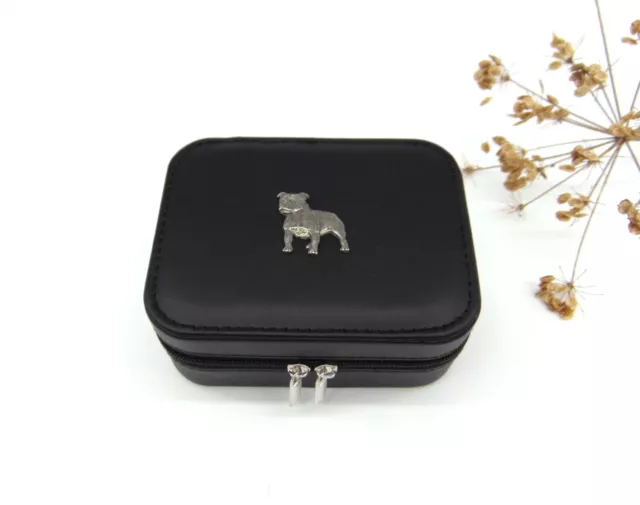 Staffordshire Bull Terrier Black Travel Jewellery Box Staffy Gift Dog Xmas Gift