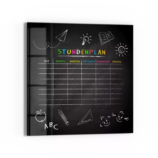 DEQORI Magnettafel Glas 'Vorlage: Stundenplan' beschreibbar Whiteboard modern