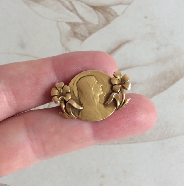 Ancienne Broche Plaque Or Vierge - Occasion, Bijou Vintage à Personnaliser