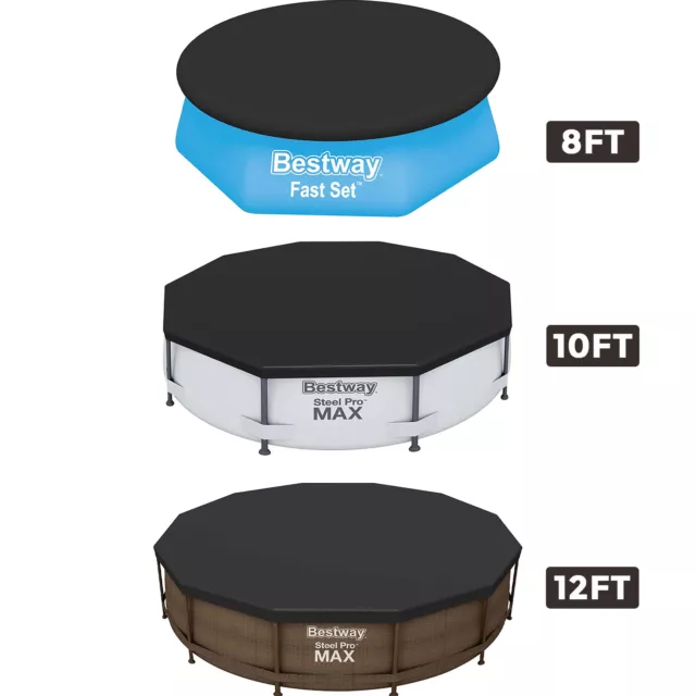 Bestway Range of PVC Round Pool Covers for Fast Set, Steel Pro Max Pool