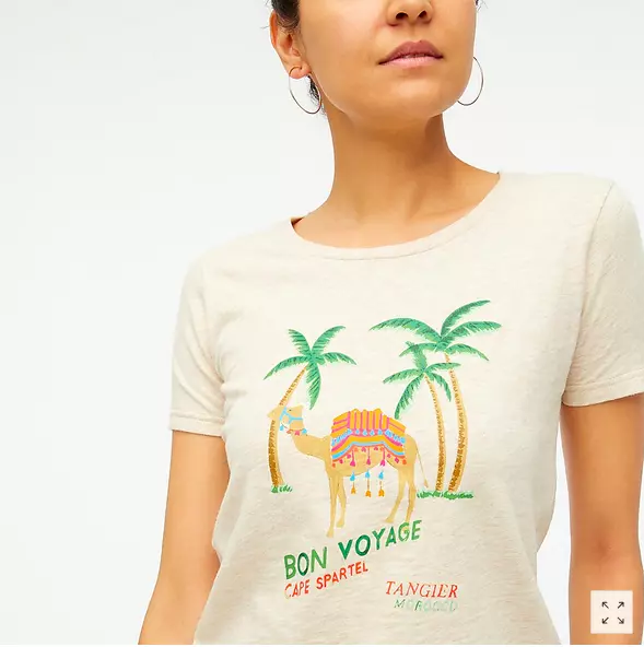 J Crew Bon Voyage Camel Tangier Morocco 100% Cotton T-shirt S