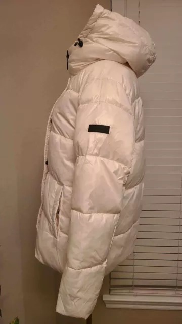 Two by Vince Camuto Women Puffer Jacket with Hoodie Ivory White  Size M 3