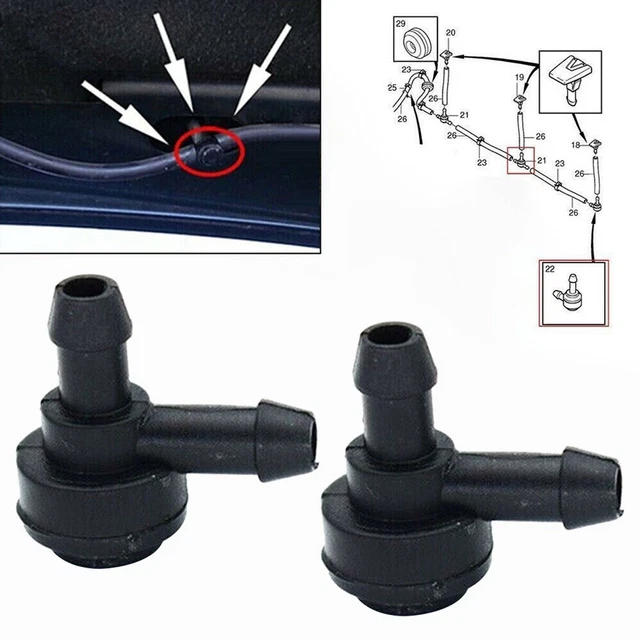 2Pcs Windshield Washer Hose L Connector For Volvo 740 760 C70 Fast Delivery