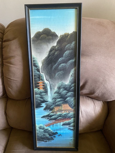 Vtg Japanese Asian Hand Painted Silk Screen 1957 San Francisco Chinatown 17”X9” Vtg Japanese Asian Hand Painted Silk Screen 1957 San Francisco Chinatown 17”X9”