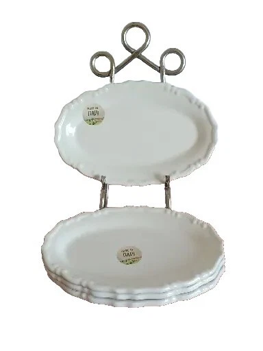 Effetti Home Luncheon Plates Antique White 9" X 5.75" Fancy Scroll Set Of 4