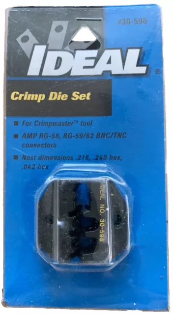 Ideal crimp die set 30-598 for AMP RG-58, RG-59/62 cable and BNC, TNC connectors