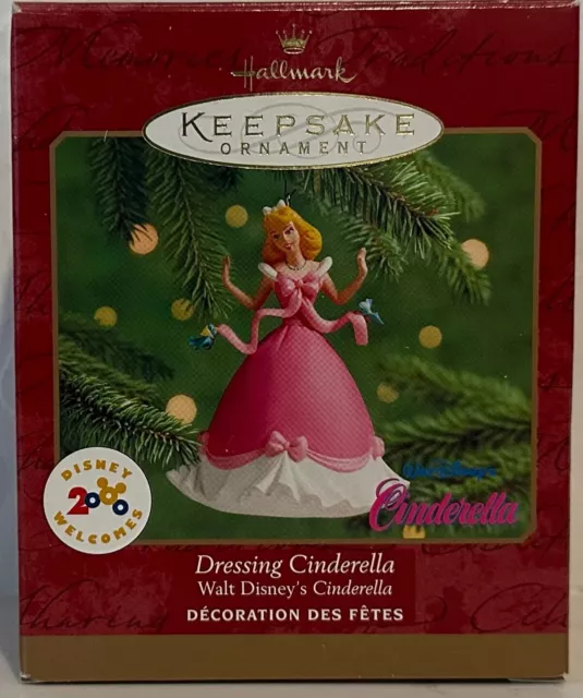 Hallmark Keepsake 2000 Walt Disney Pink DRESSING CINDERELLA Christmas Ornament