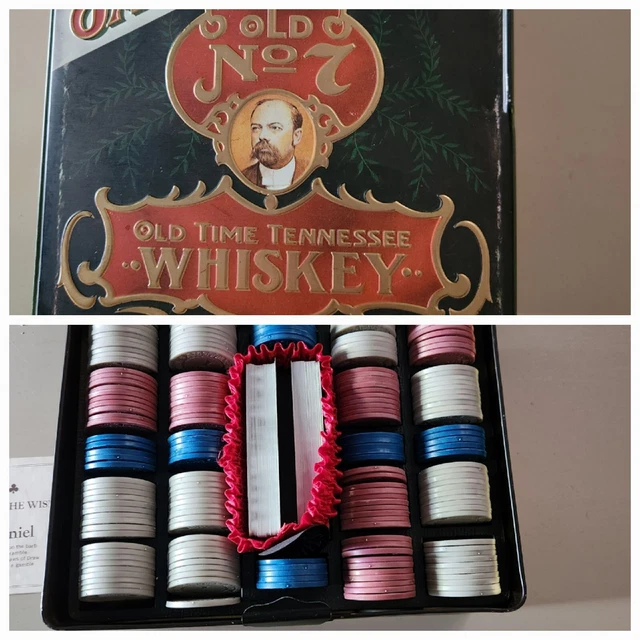 VINTAGE JACK DANIELS Old No. 7 Tennessee Whiskey Poker Set Cards, Chips
