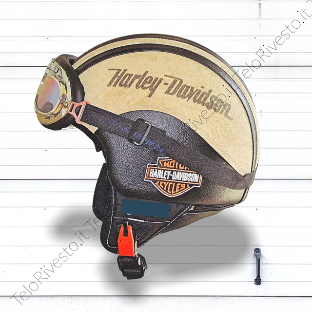 CASCO HARLEY DAVIDSON stampa logo Vintage retrò personalizzato in pelle s m  l xl EUR 136,00 - PicClick FR