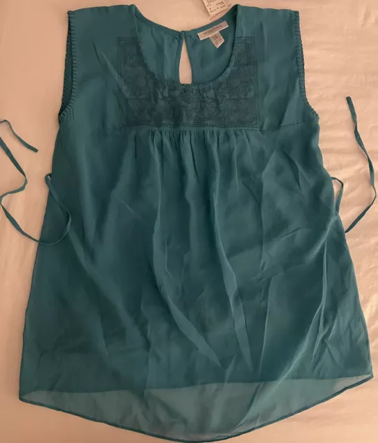 NWT Very Pretty MOTHERHOOD Blouse S Teal Top MATERNITY Embroidered 🩷🩵