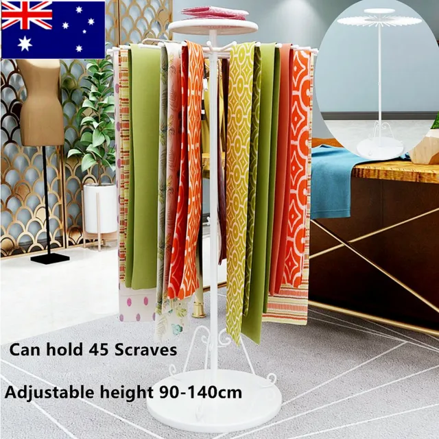 Scarf Display Rack Shawl Cloth Display Stand Round Rotating Shelf With 45 Hooks
