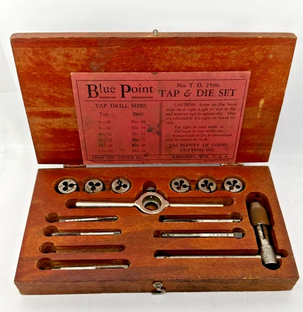 VINTAGE BLUE POINT Tap and Die Set TD 2500 436 to 1224 Size Range 69