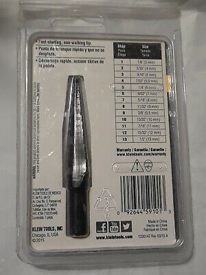 Klein Tools KTSB01 Step Drill Bit #1 - Double-Fluted 1/8" - 1/2" 2