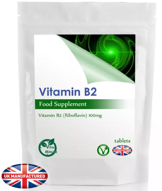 Strong Riboflavin (Vitamin B2) 100mg Tablets (V) Natural Hair, Nails, Vision, UK