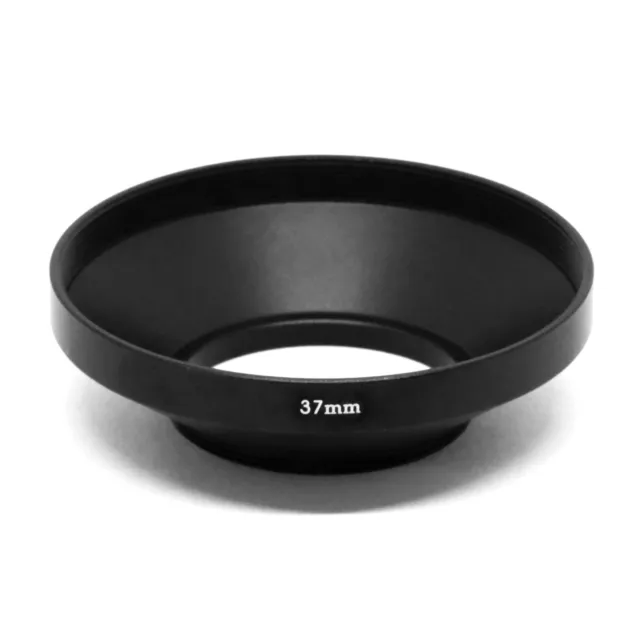 37mm Black Metal Screw In Lens Hood For Wide Angle Lenses - UK Stock