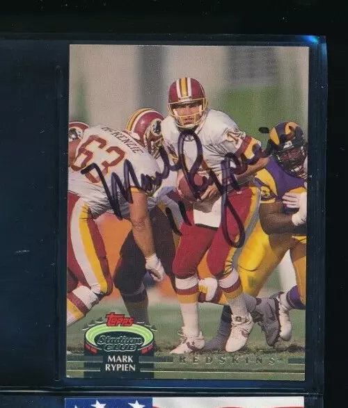 1992 Stadium Club #1 Mark Rypien Redskins Signed Autograph (EO37) SWSW6