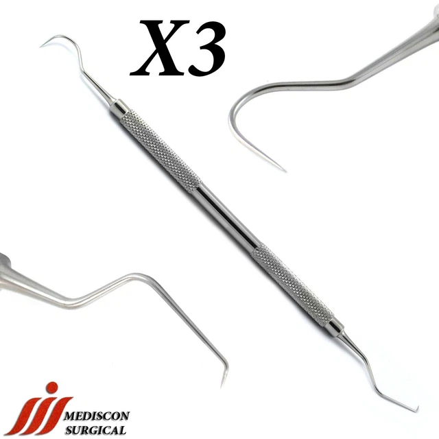 3 Pcs Dental Explorer 23/17A Tooth Scraper Plaque Remover Endodontic Hand Tools