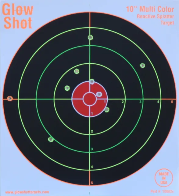 GlowShot 10" Heavy Card Reactive Splatter Shooting Targets 25pk, Multi Colour