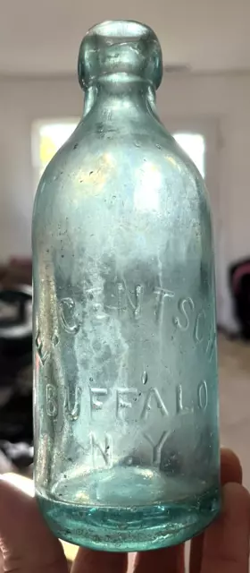 Nice Aqua Hutch Soda Bottle E. Gentsch Bufallo, Ny 1890'S Era Dug L@@K