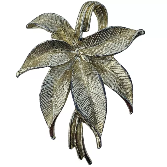 Vintage Brushed Gold Tone Palm Tree Leaf AU Nuturaltrebdy Brooch Pendant