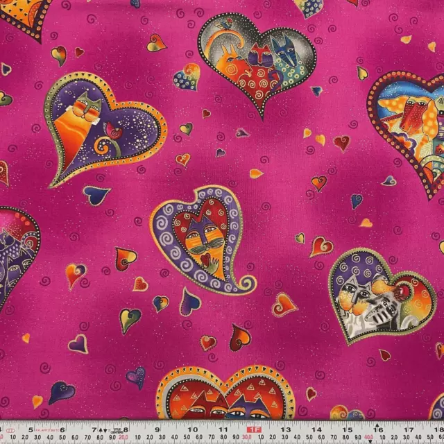 Fabulous Felines by Laurel Burch for Clothworks Metallic Cotton by the HALF YARD