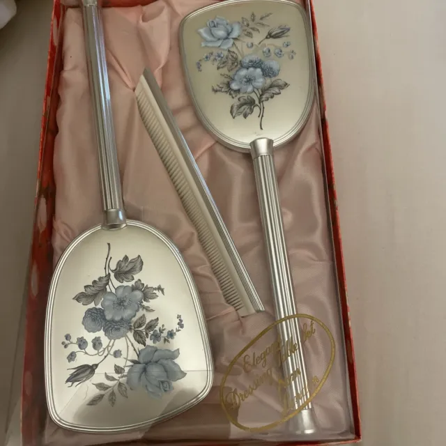 Vintage 3 Piece Mirror And Brush Set Made In England