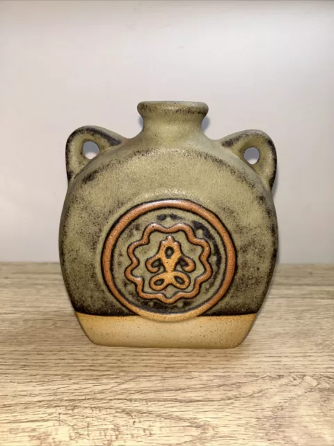 Vintage Stoneware Flask Vase - 6" tall Tremar Pottery Cornwall