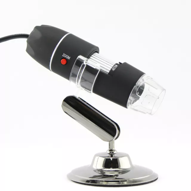 USB-Digitalmikroskop 40x-1600x, 8 LED, mit Ständer, kompatibel mit Win 7/8/10